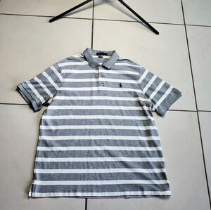 Grey and white striped Polo Ralph Lauren polo shirt size XXL